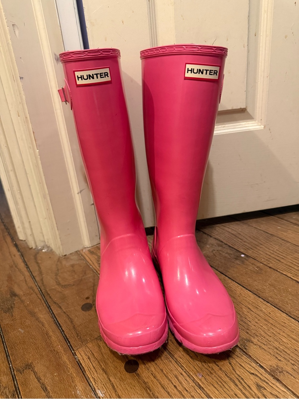 Hunter Pink Gloss Tall Women's Rain Boots